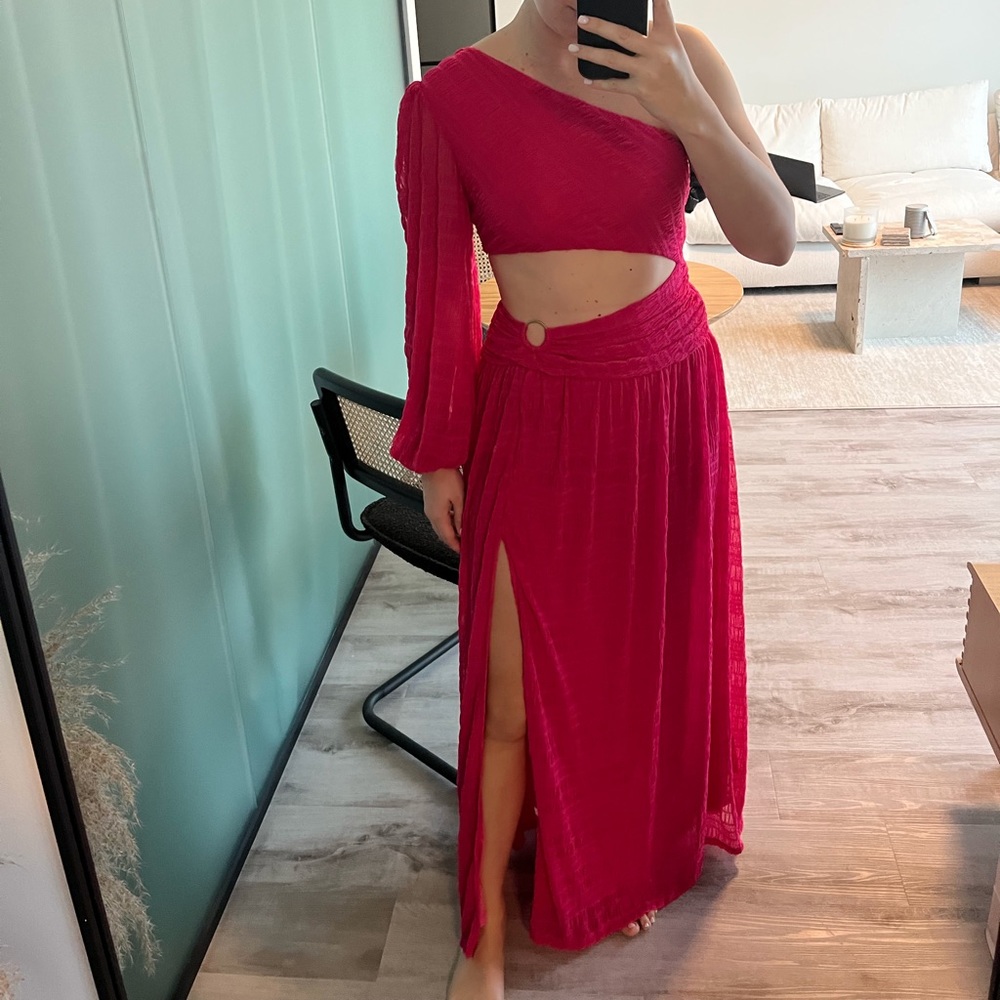 Pink long fluid dress